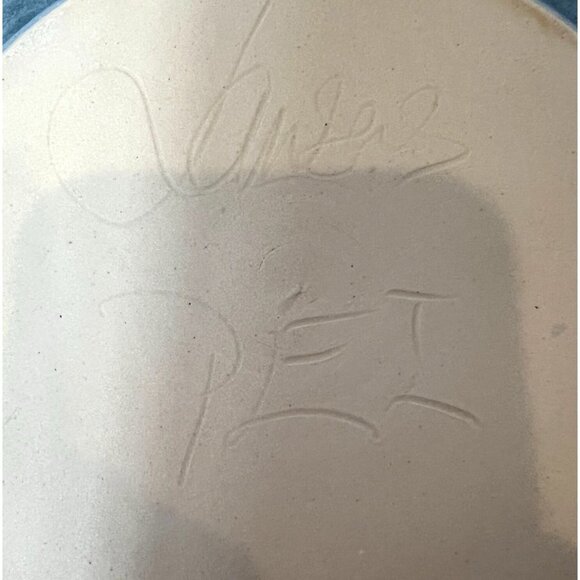 Dunes Studio PEI Ikebana Pottery Vase Braided Detail 12" Dia Blue Ceramic - Picture 9 of 9